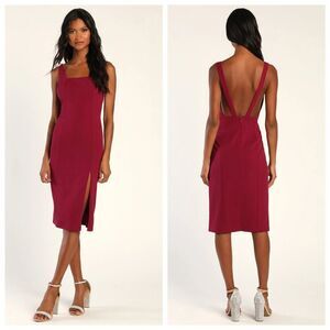 Lulus Style Moment Magenta Bodycon Knee Length Dress Sleeveless Size XS NWT